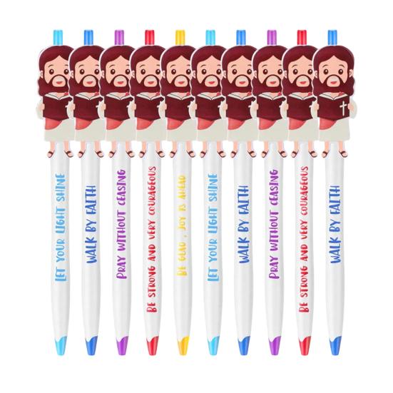 5/10Pcs Easter-themed Ballpoint Pens Bible Verse Jesus Ball Pen with Inspiring Quotes Easter Egg Basket Christian Faith Party Favors
