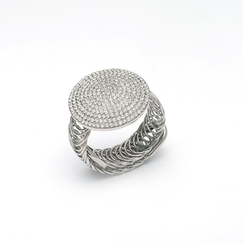 Jewelry Accessories Exaggerated Rhinestone Bangle Shiny Luxury Glitter Bracelet Exquisite Fashion Round Alloy Bracelet Gift