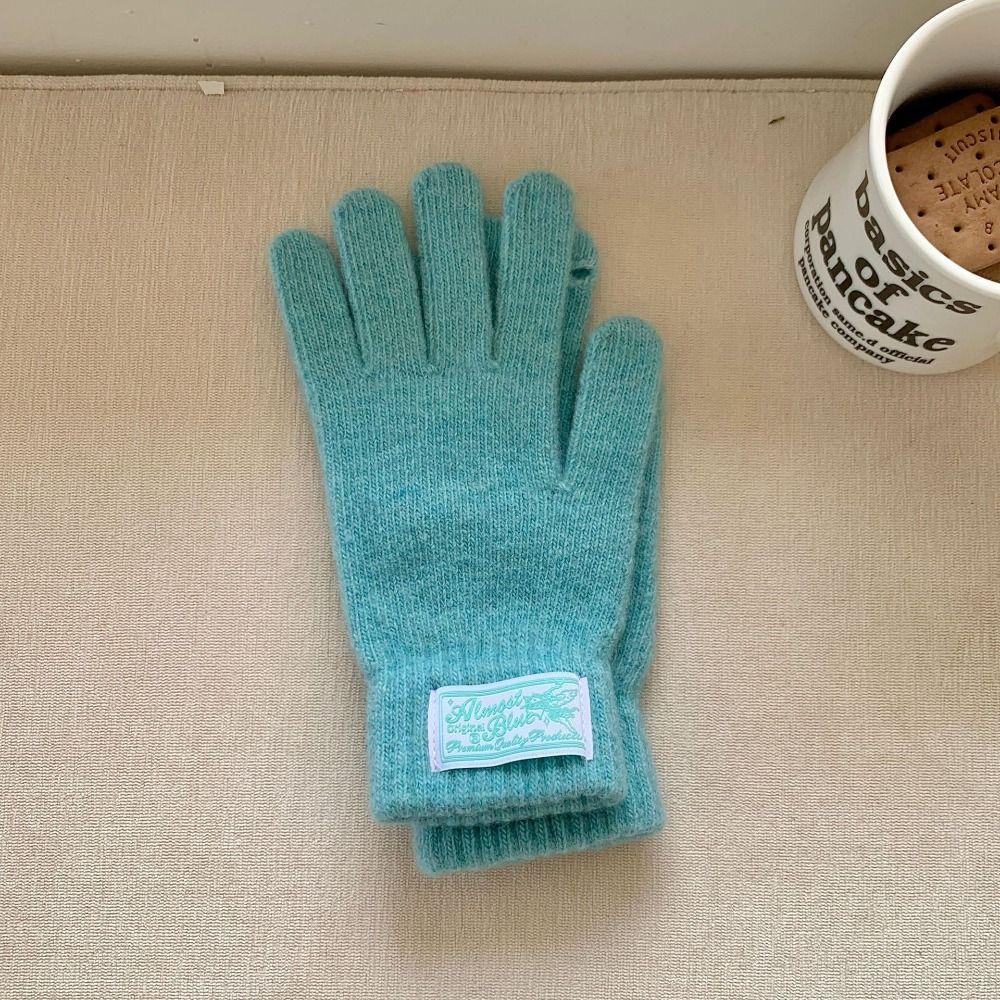 

Solid Color Winter Velvet Gloves Letter Women Mittens Fashion Candy Color Knitted Gloves Outdoor озеро синий