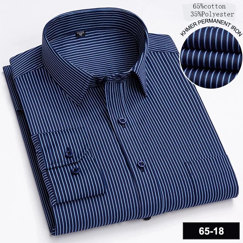 New In Shirt Long-sleeve Shirts for Men Slim Fit Formal Plian Shirt Single Pocket Office Clothes Soft Plaid Cotton Designer Tops