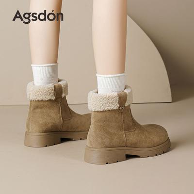 Augusteng Platform Snow Boots Women's 2025 New Winter Velvet Thickened Low-top Short Boots Retro Casual Cotton Shoes