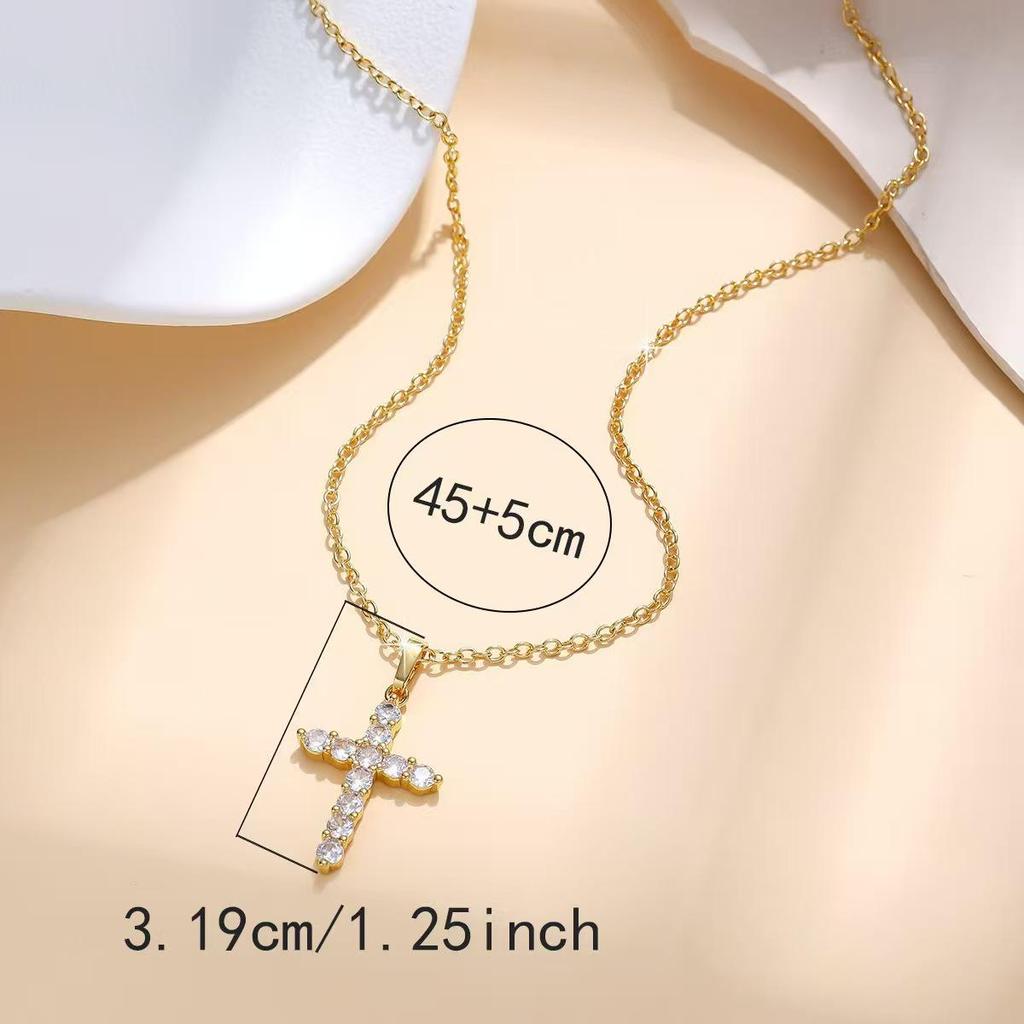 Elegante Kreuz Zirkonia Schlüsselbein-Halskette für Damen: Modisches Nischen-Design mit High-End-Gefühl