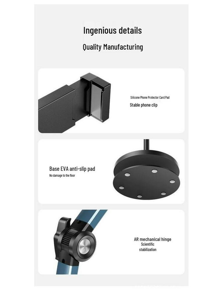 360° Rotating Floor-Standing Phone Stand for Live Streaming & Overhead Shots