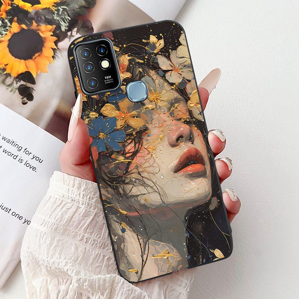 For Infinix Hot 10 Case Silicone Cute Cat Fashion Flowers Luxury Painted Back Cover For Inifnix Hot 10 Phone Case X682B X682C