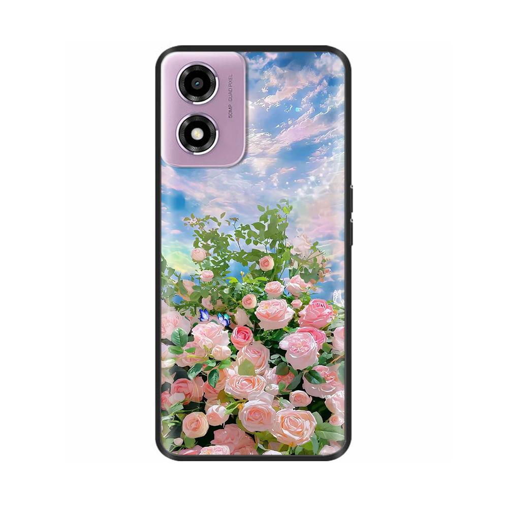 Für Motorola Moto E14 Hülle Niedliche Bemalte Weiche Schwarze Silikonhülle 6,56'' Stoßfeste Handyhülle Für Motorola E14 E 14 MotoE14 Taschen