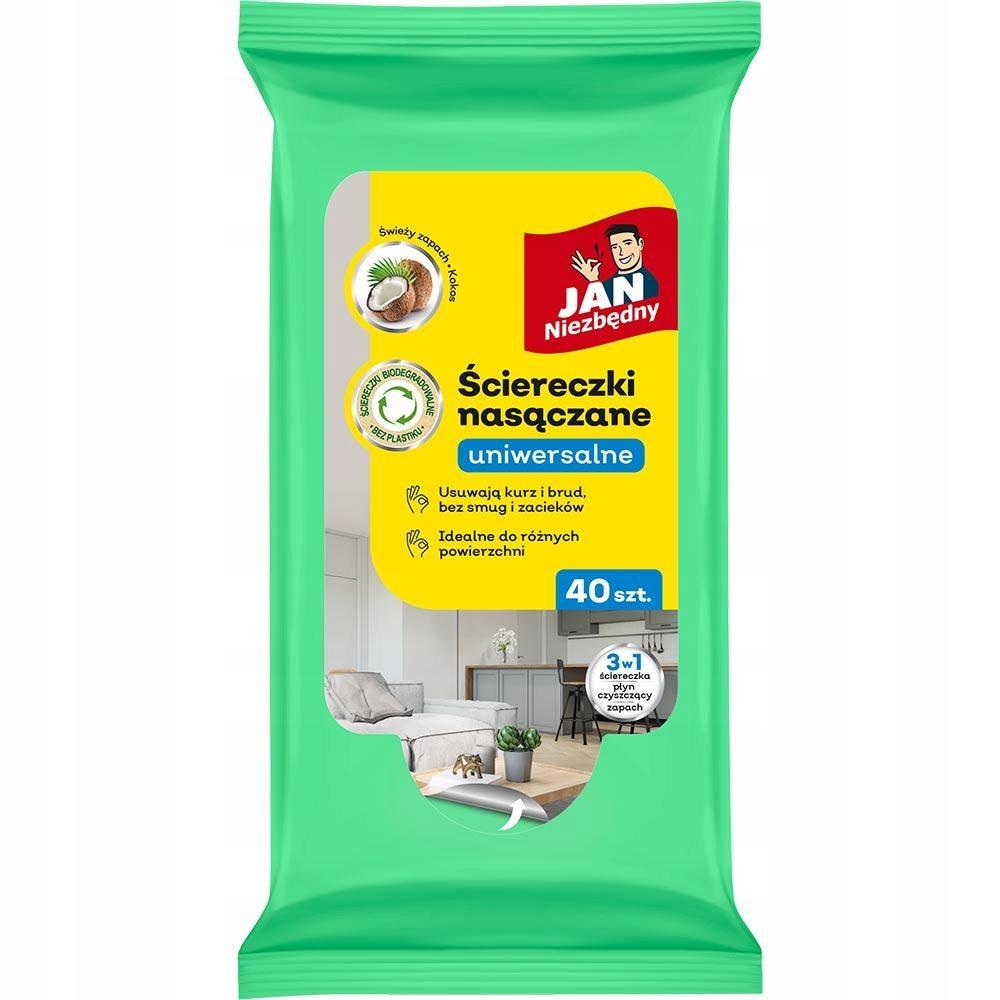 Ściereczki nasączane uniwersalne 3w1 kokos bio bez plastiku 40 szt.