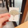 Hanfu starověký styl pokrývky hlavy vějířová spona do vlasů Perlová třásně kachna zobák klip boční klip do vlasů víla disk klip láska do vlasů