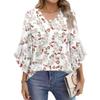 Blouses For Women Dressy Casual 3/4 Length Sleeve Womens Tops V Neck Tshirts Shirts With Flared Sleeve