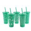1pcs Christmas Straw Cup 710ml 24oz Large Capacity Single Layer PP Plastic Tumbler Party Tableware Holiday Gift