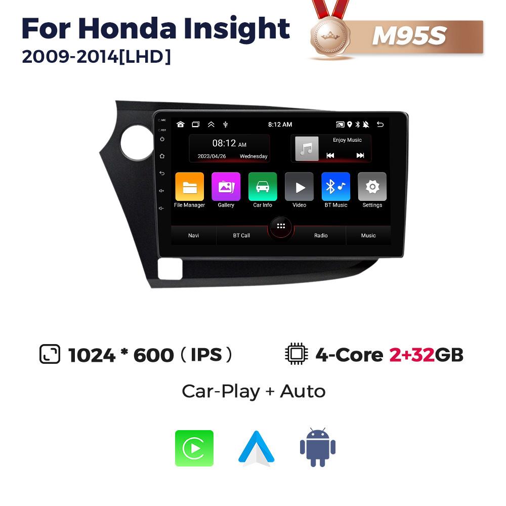 Radio auto Android 9 inch pentru Honda Insight 2009-2014, player video multimedia, Carplay, navigație GPS, suport 4G LTE + WIFI DSP + RDS