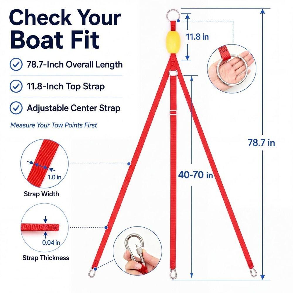 316 Stainless Steel Boat Tow Strap High Strength Polyester Boat Tow Rope Boat Towing Bridle  Boat