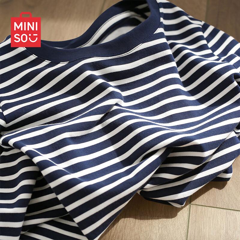 MINISO Women s Pure Cotton Striped Long-Sleeve T-Shirt 2XL