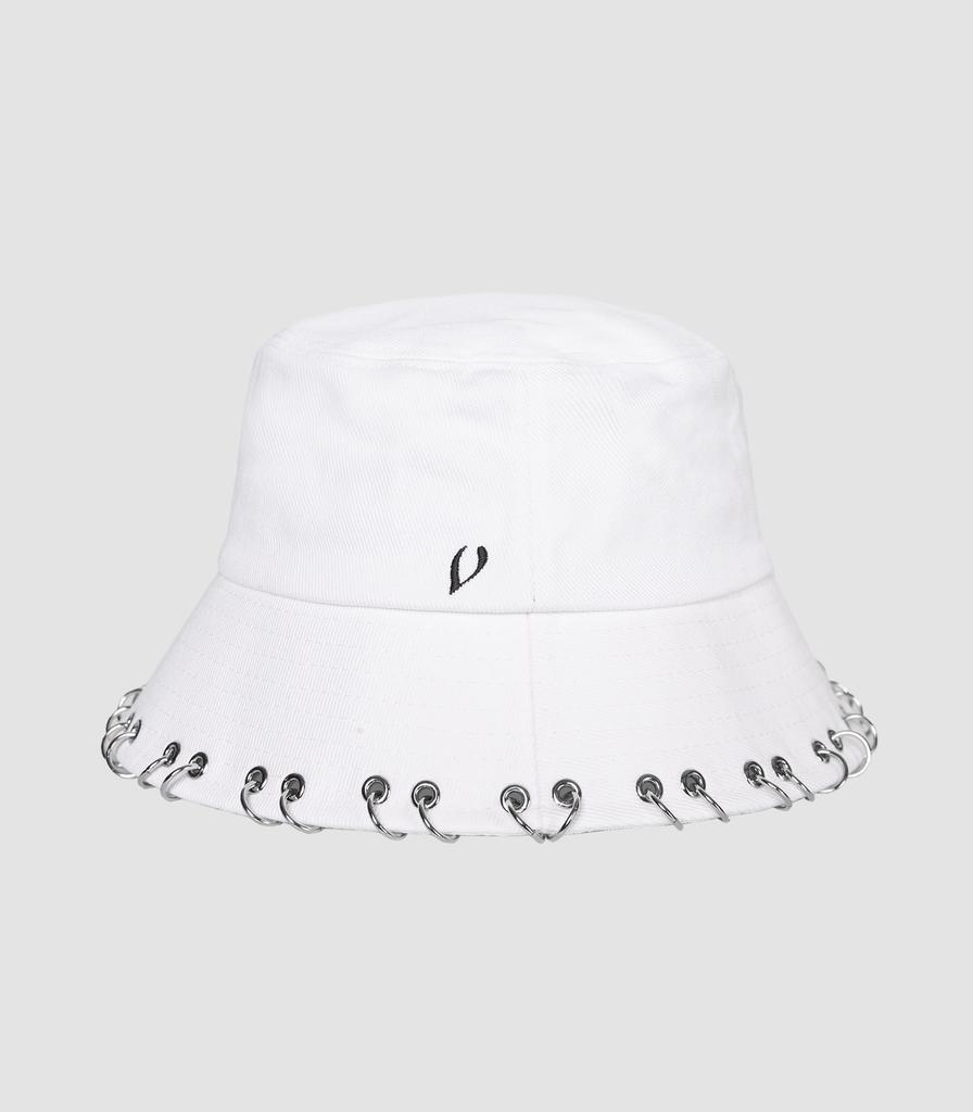 VIBRATE Blackline Ring Piercing Bucket Hat (White)