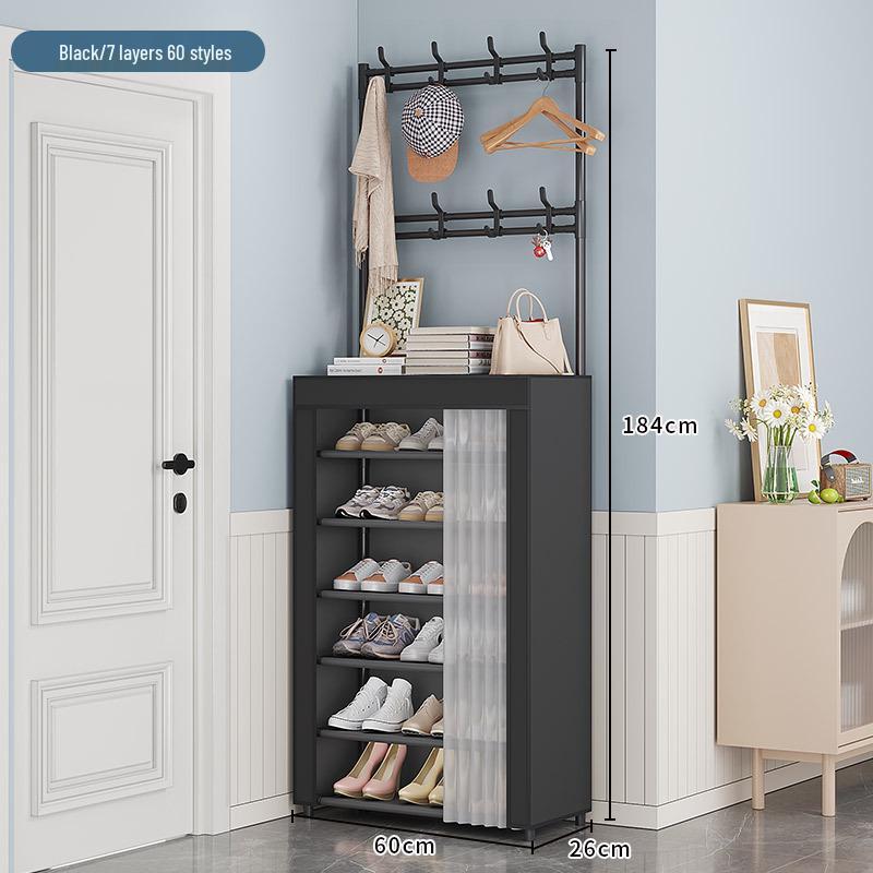 Multi-layer Dustproof Shoe & Hat Rack: Floor-standing Coat Rack & Storage Shelf for Living Room or Entryway