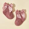 4 Pairs Baby Girl Socks Large Bow Princes Kids Middle Tube Socks Solid Spring Autumn Newborn Toddler Cotton Short Socks