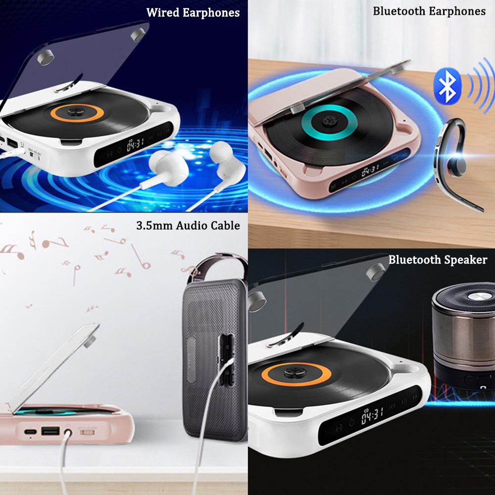 Portable Music CD Player With 5 Playback Modes Mini CD Walkman For Student Men Women Touchscreen Bluetooth Earphone Dropshipping