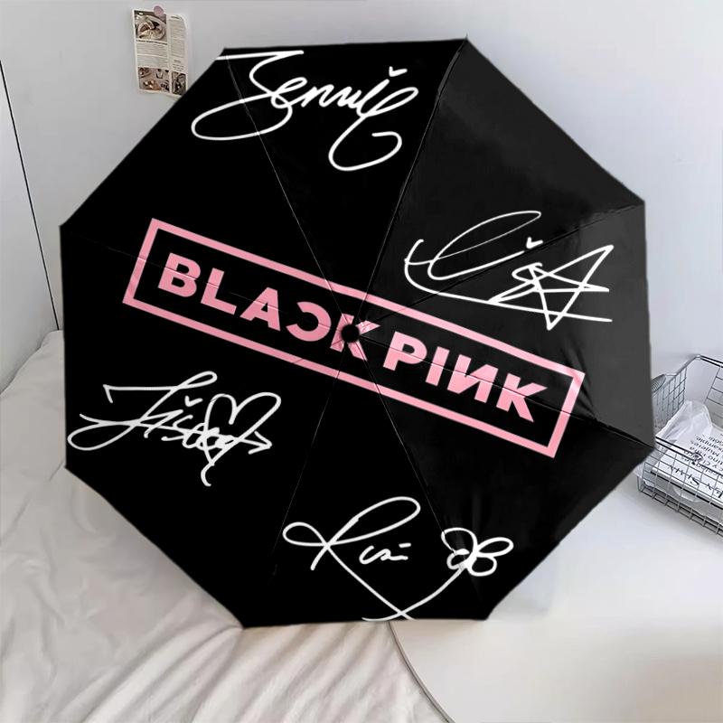 

1 шт. Автоматический складной зонт - Узор Blackpink, Портативный и складной дизайн с 8 спицами, Рождественские и Дни Рождения Подарки разноцветный