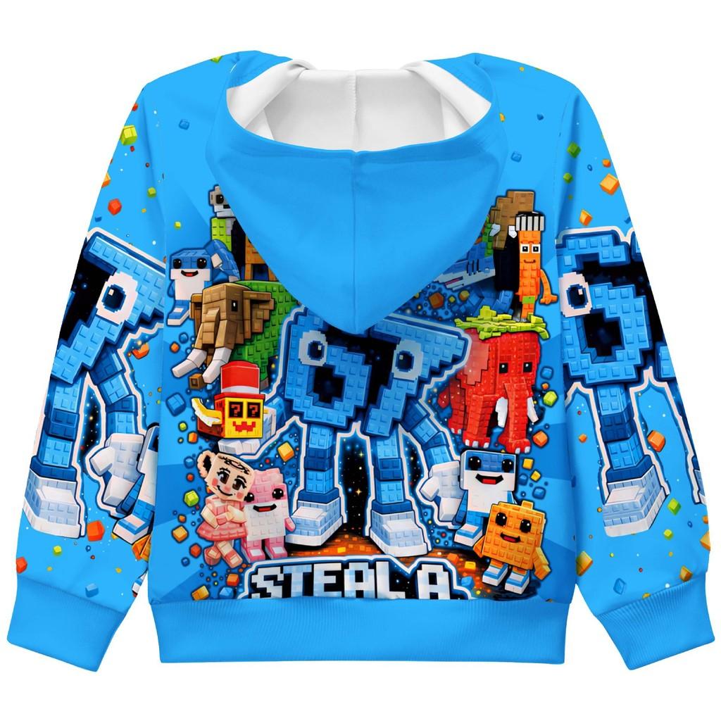 Kids Boys Girls Steal a Brainrot 67 Printed Long Sleeves Zipper Hooded Jacket Coat