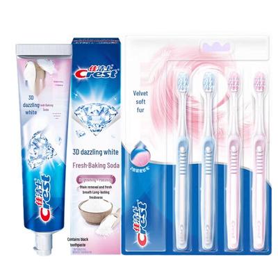 Kit de Creme Dental Crest 3D White e Escova de Dentes Velvet