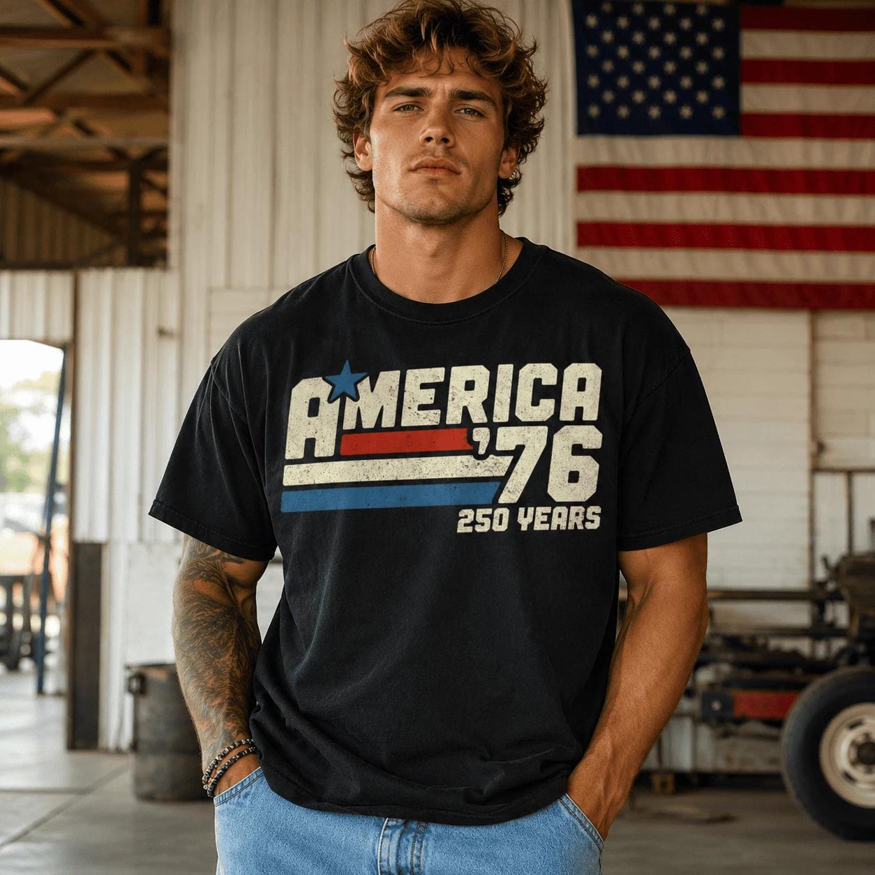 America 250th Anniversary T-Shirt USA 1776-2026 Patriotic Retro Tee S