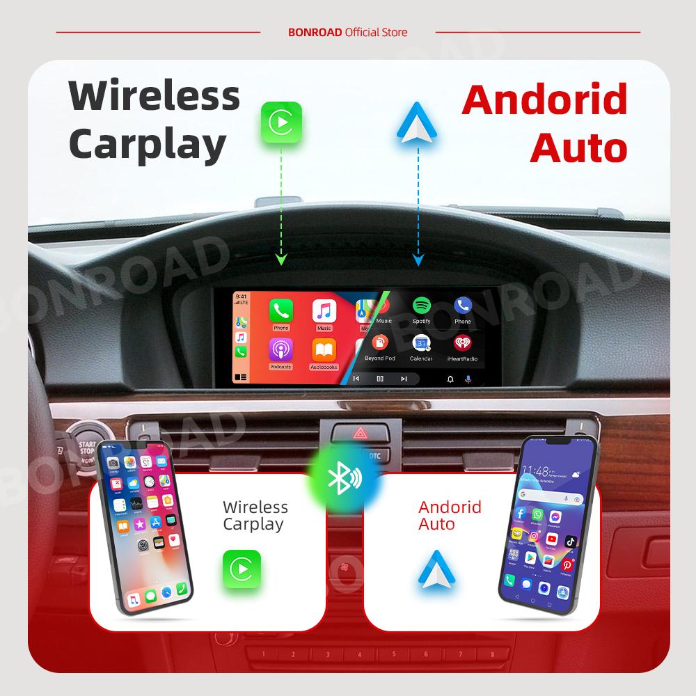 Radio multimedia auto wireless CarPlay cu Android Auto pentru BMW Seria 5/3 E60 E61 E62 E63 E90 E91 E92 E93 M3 CCC CIC monitor