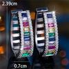 Charm Female Rainbow Zircon Stone Hoop Earrings  Silver Color Wedding Jewelry For Women