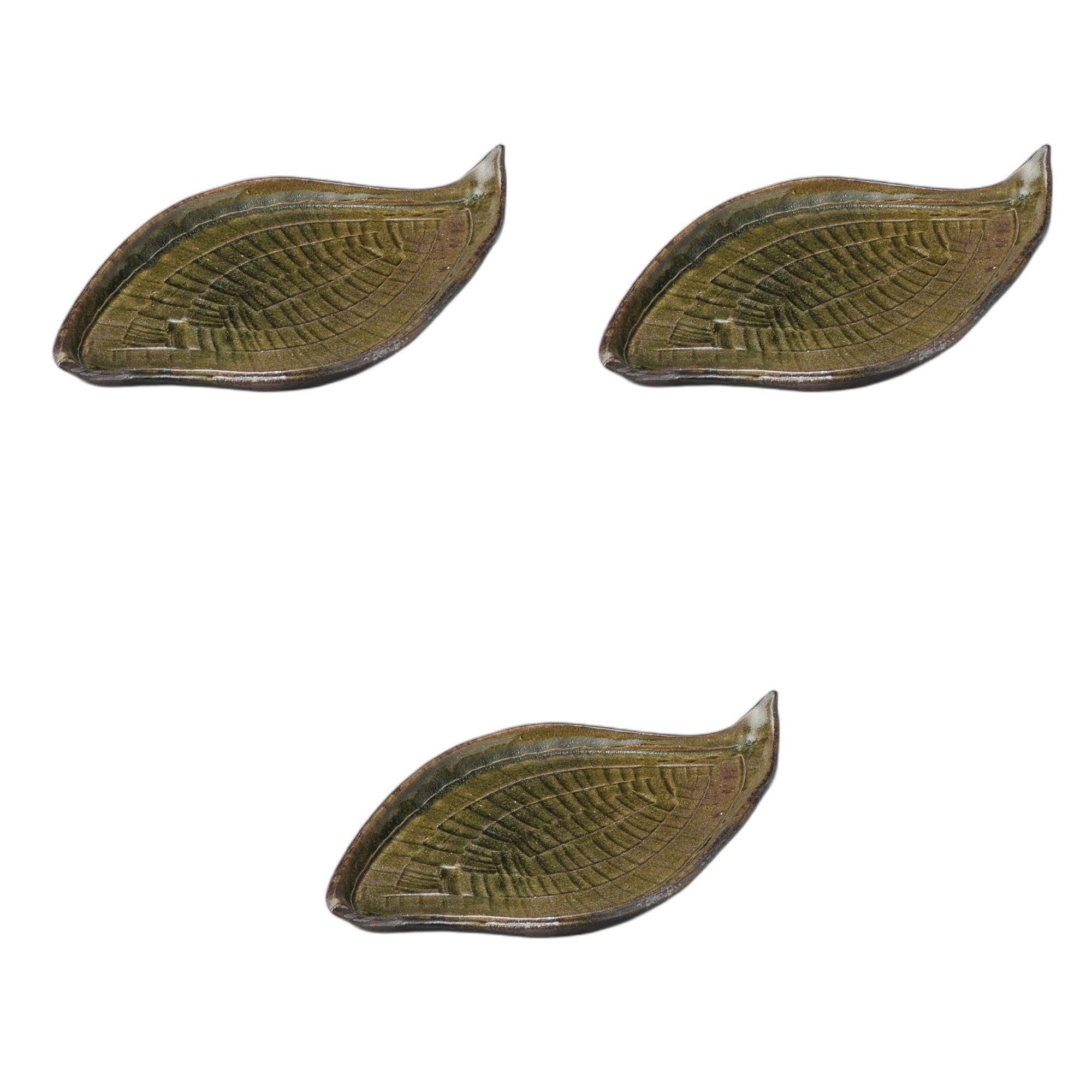 

Set of 3 Glass Glazed Irregular Shaped Plates x 24 x Irregular Shaped Ceramic Setomonohonpo 13.3cm [40 3cm] Plates,
