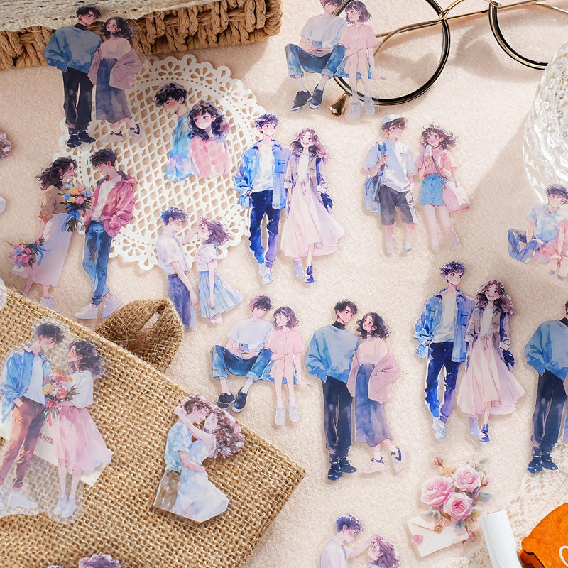 30pcs Romantic Fashionable and Cute Girl Theme Pattern PET Waterproof and Wear-resistant Collage DIY Stationery Cups Stickers