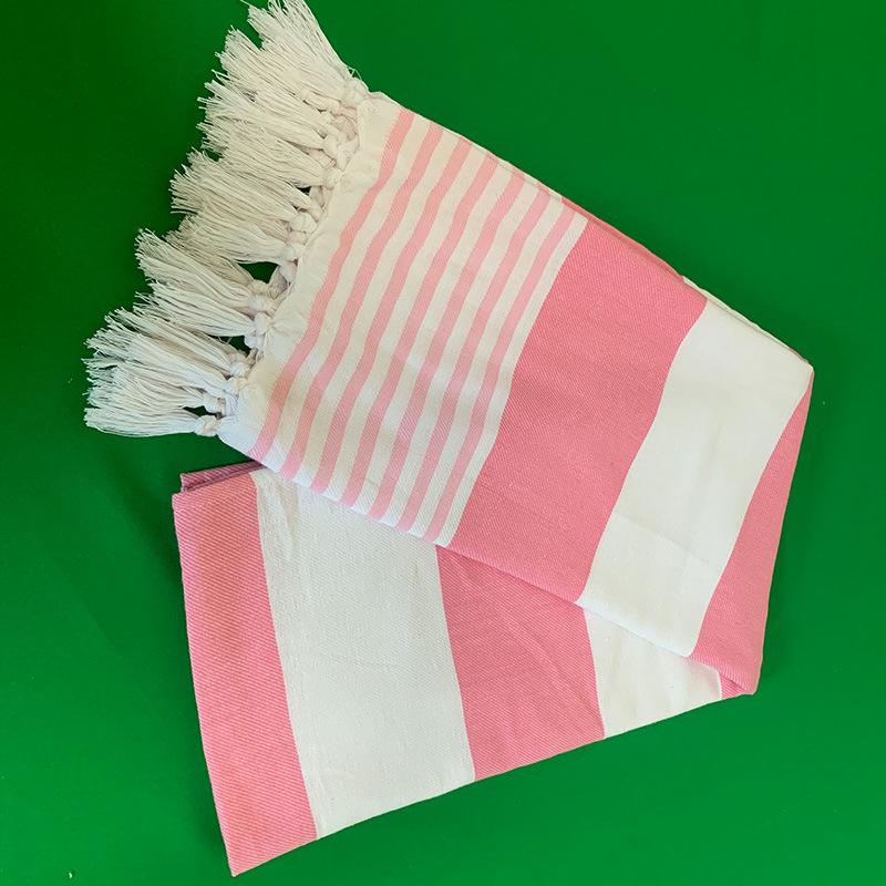 Turkish Stripe Polyester Cotton Tassel Bath and Beach Towel