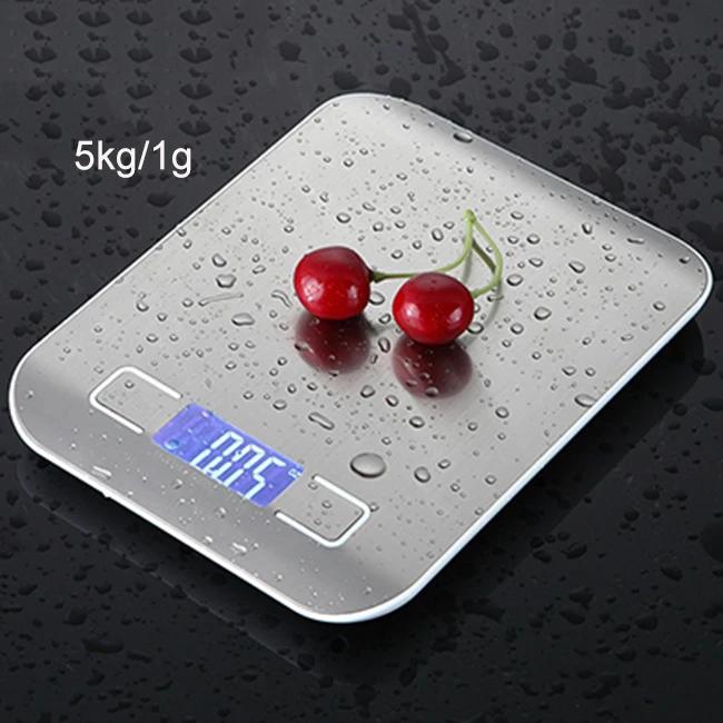 Balanza de Cocina Digital con Retroiluminación 5kg/1g O 10kg/1g Plataforma de Acero Inoxidable Balanza de Pesaje Balanza de Alimentos Oro Rosa / Plata