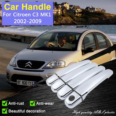 For Citroen C3 MK1 2002 2003 2004 2005 2006 2007 2008 2009 Chrome Door Handle Cover Car Accessories Stickers Styling ABS Plastic