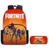 Fortnite Cartoon Backpack W/ Front Pocket & Pencil Case 2PCS - School Set for Boys Girls Age 5-8, Back To School Gift