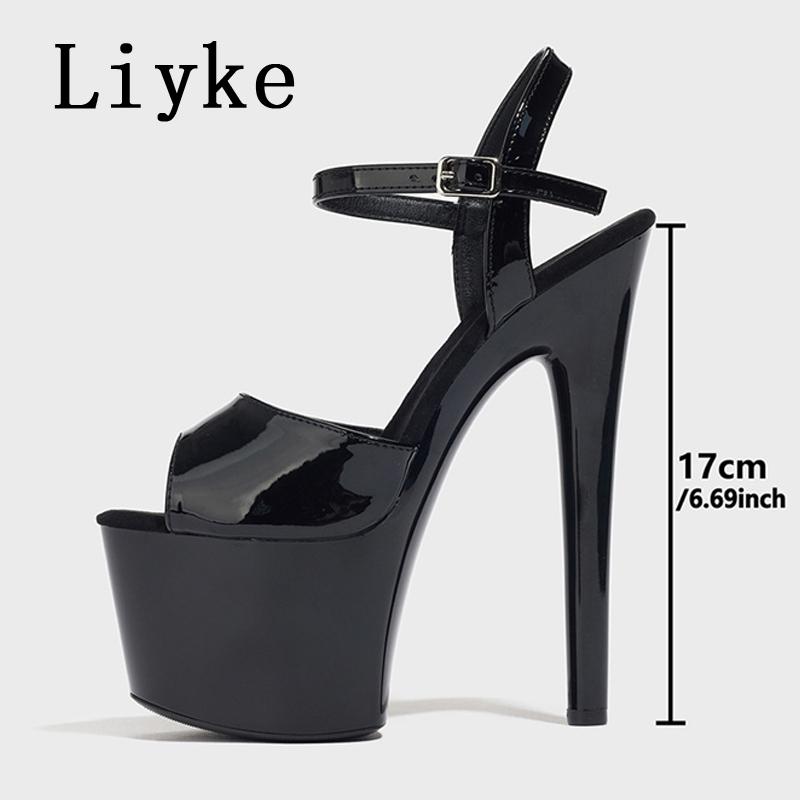 

Fashion Liyke Sexy Peep Toe 17CM Extreme High Heels Stripper Pole Dance Shoes Fashion Buckle Strap Platform Pumps Women Fetish Sandals 35 чёрный