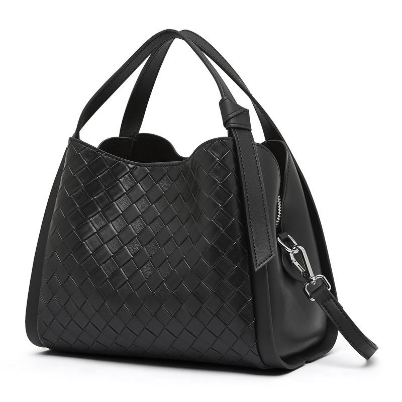 

Женская кожаная сумка-корзина с тиснением, повседневная, универсальная и высококлассная сумка, женская сумка через плечо чёрный