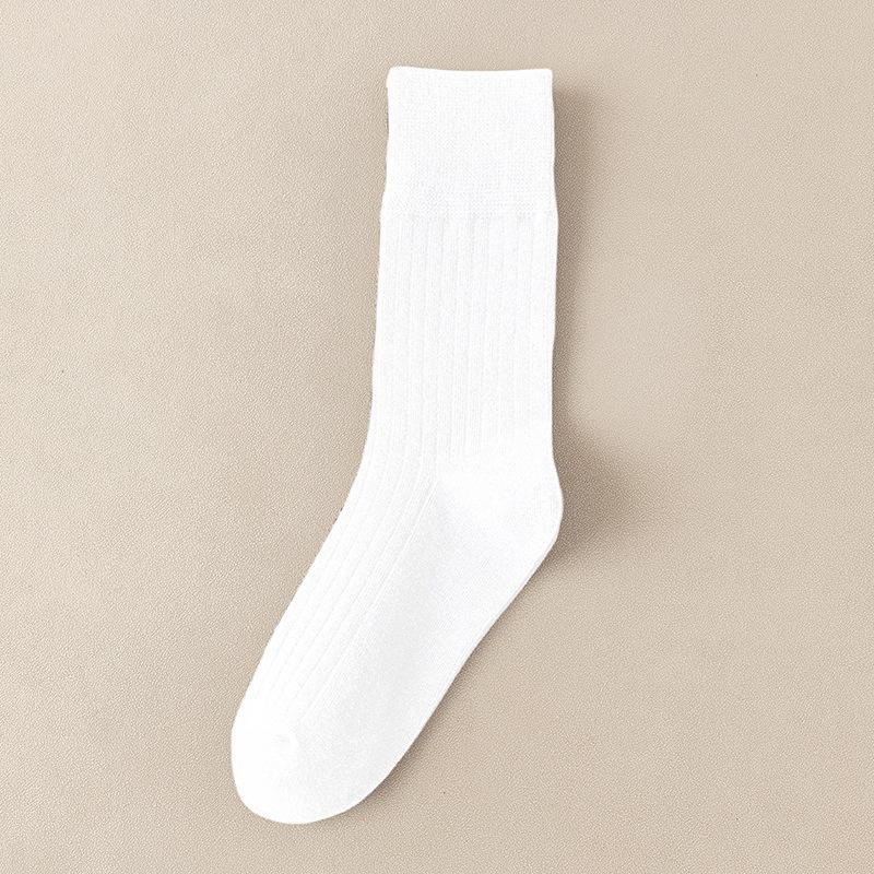 Female Spring and Autumn Tide Retro Pure Color All Go Together To Smoke In The Tube Cotton Socks