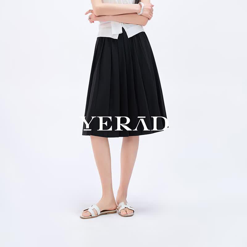 YERAD Women s Summer Pleated A-line Skirt S