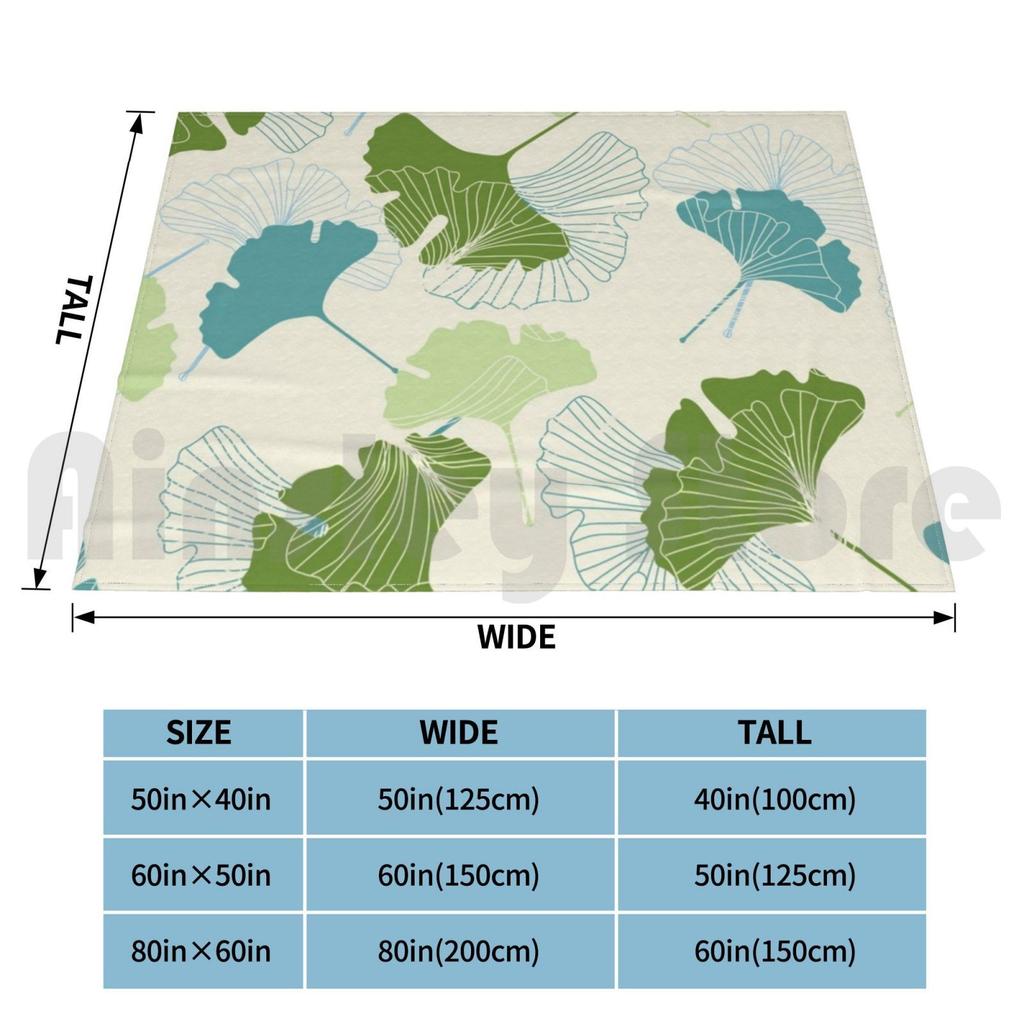 Blanket Ginkgo Leaves 1156 Leaves Nature Ginkgo Pattern Collection Coordinate Green Blue