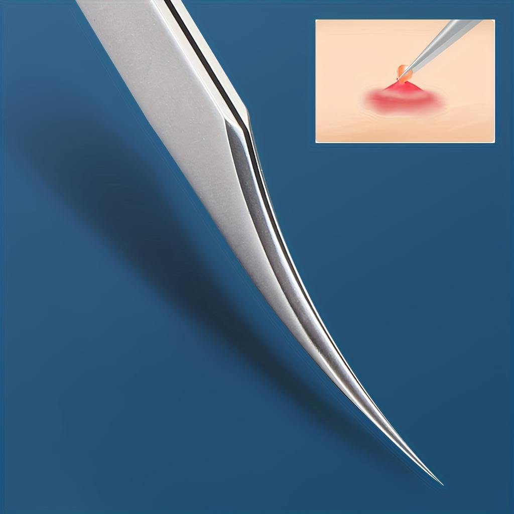 Stainless Steel Precision tweezers, super sharp, used for eyebrow and ingrown hair removal, facial and nose blackhead remover eyebrow tweezer fine tip