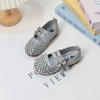 Girls Flat Shoes Shiny Crystal Cut-outs Children Princess Dance Shoes Soft Sole 2025 Summer New Kids Leather Shoes Sweet Cute