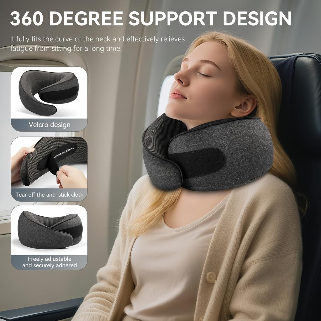 U Shaped Memory Foam Neck Pillows Soft Portable Travel Pillow Massage Neck Pillow for Airplane Office Nap Car Home Use