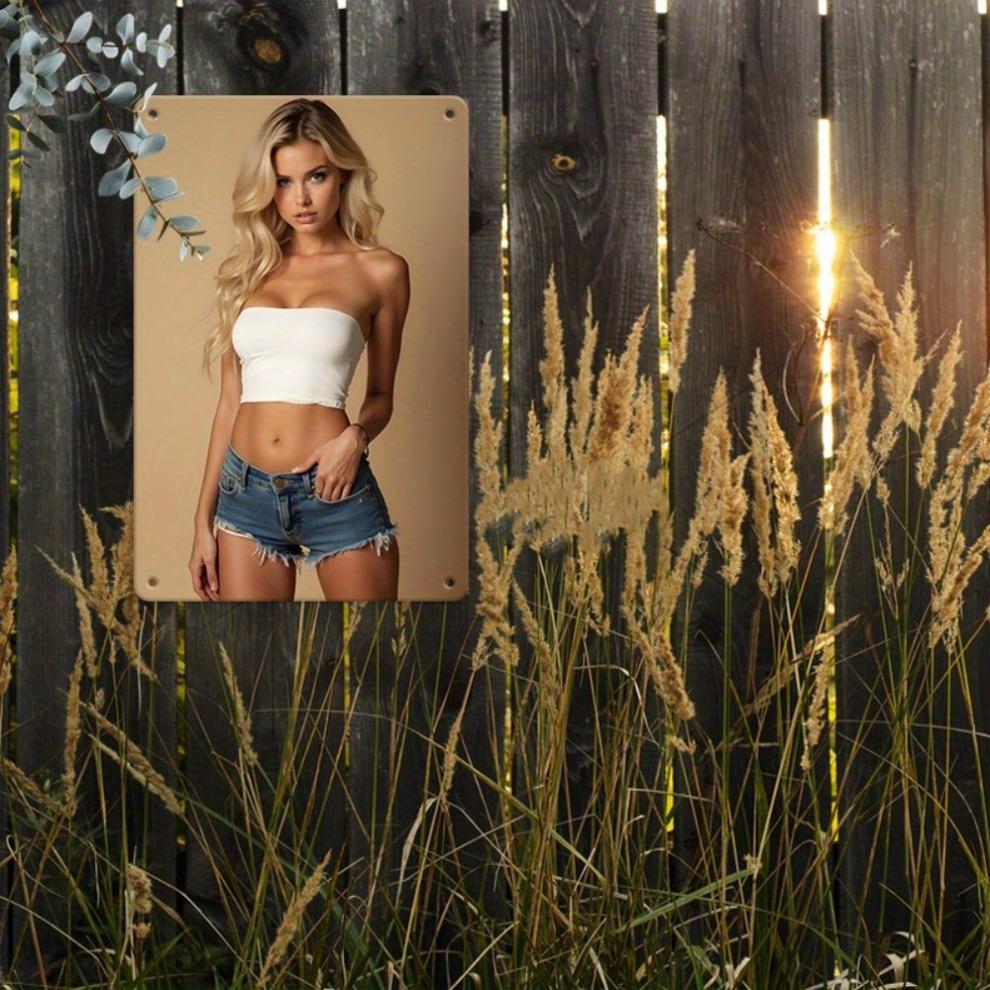 Vintage Metall Wandkunst Blonde Dame Retro Eisen Deko für Zuhause Büro