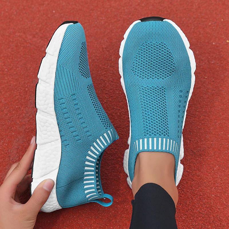 Damen Freizeitschuhe Modisch und Atmungsaktiv Mesh Flach Sportschuhe Weiße Socken Schuhe Tennis Damen Trend Neues Produkt
