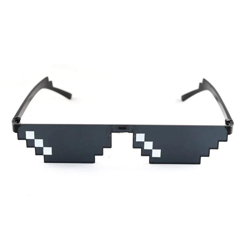 Vintage Mosaic Pixelated Sunglasses Cool Party Shades Eyewear Black Funny Men Women Glasses