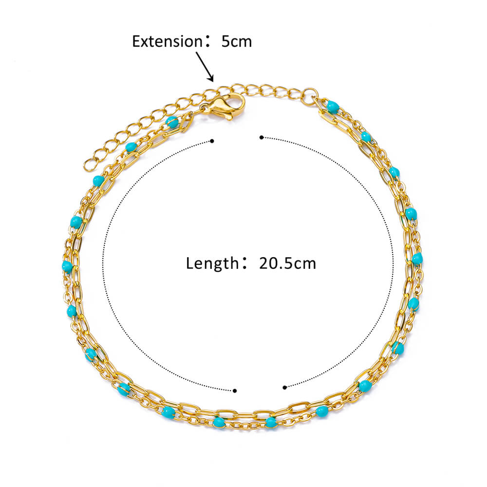 Blaue Perlen Fußkettchen für Damen Vintage Goldfarben Edelstahl Fußkettchen Sommer Strand Schmuck Accessoires mujer Kostenloser Versand Artikel