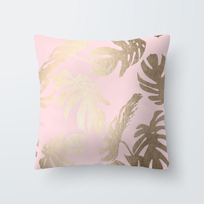 Luxurious Polyester Pillow Case Cover With Rose Gold Geometric Pattern For Home Decor