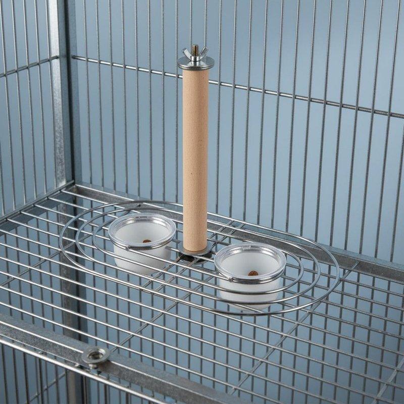 Anti-Spill Avian Food Holder No-Mess Design Avian Perch with Food Bowls Hanging Parrot Feeder Easy to Clean Enclosure Feeding
