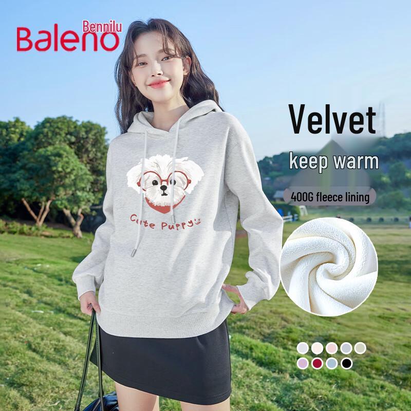 Baleno Women's Fleece Lined Hooded Sweatshirt with Puppy Print