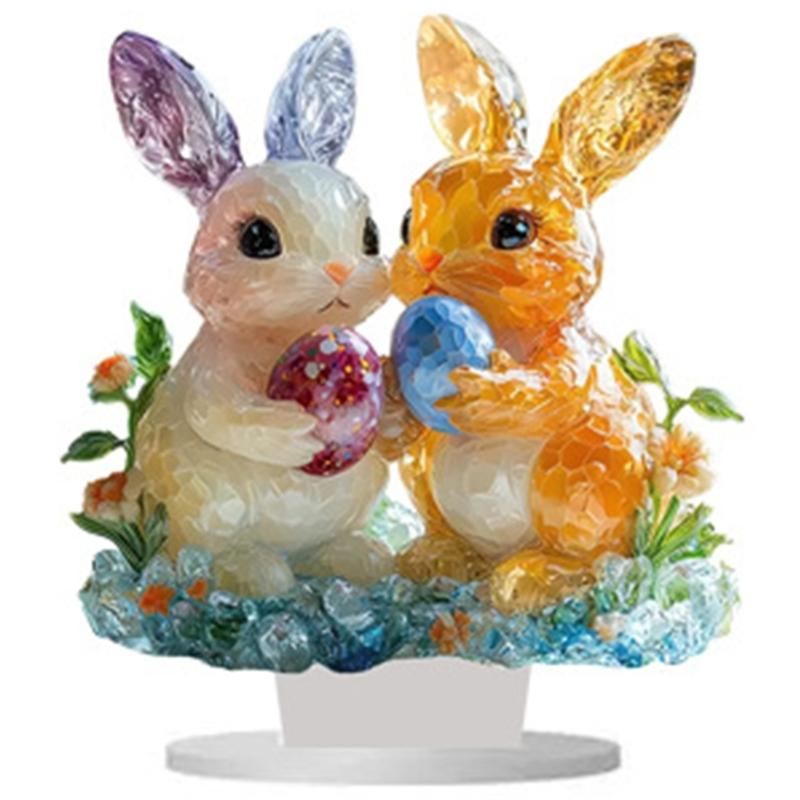Animal Statues Decorative Ornament for Living Room,Home,Office Decors Acrylic Rabbit Figurines Tabletop Centerpieces