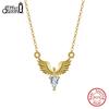 Effie Queen S925 Reinsilber Zirkon Engelsflügel Feder Choker Anhänger Ästhetische Gliederketten Halskette Kragen Hochzeitsgeschenk APN54
