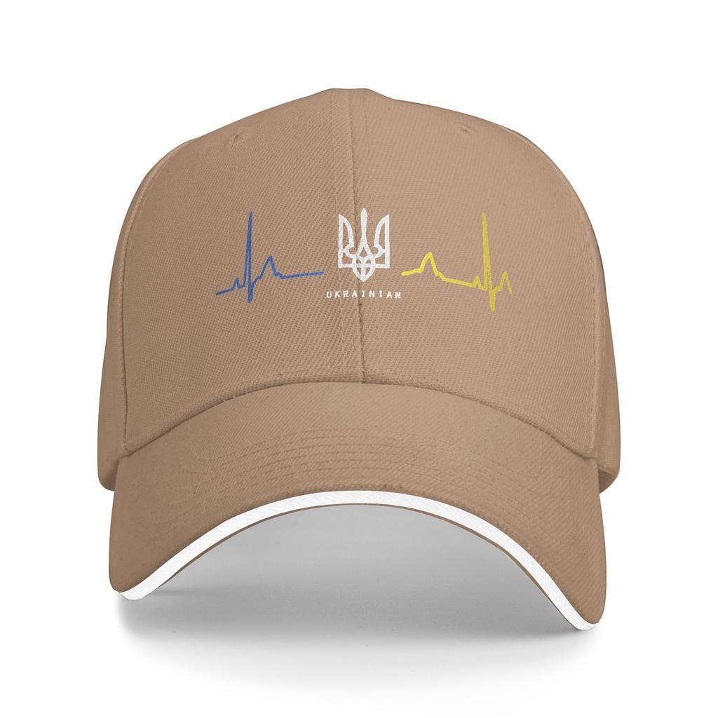 Ukrainian Tryzub Ukraine Flag Trident Zelensky Heartbeat Baseball Cap Men Hip Hop Hats Summer Fitted Retro Hunting Baseball Caps